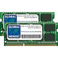 Global Memory 16GB 2 x 8GB DDR3L 1600MHz PC3L-12800 204-PIN SODIMM MINNE RAM FÖR INTEL IMAC 27 TUM RETINA 5K SENT 2014 MITTEN 2015