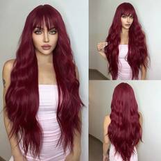 Wigs Shein 30 Inches Red Long Curly Wigs With Bangs Heat Hair Wigs Wigs