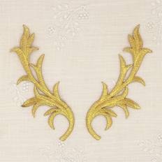Guld Tygmärken & Laglappar Shein 2pcs/set Gold Patch Sticker, Creative Polyester Scroll Design Embroidery Applique For DIY