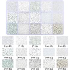 Shein 15-grid White Decorative Bead With Hole For Jewelry Making Diy Bracelet Necklace Craft