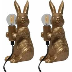 Resin Lighting First Set of 2 Hop Gold Bunny Rabbit Table Lamp 2pcs