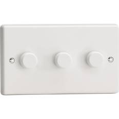 Varilight HQ43W White Plastic 3 Gang 2-Way Push On/Off Dimmer 40-250W V-Dim