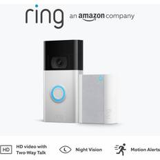 Ring Satin Nickel, Ring Chime Video Doorbell 2Nd Gen by Amazon Wireless Video Doorbell Security Camera with 1080P HD Video