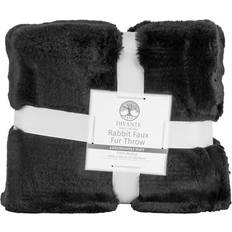 Faux Leather Blankets Divante Rabbit Faux Fur Blankets Black
