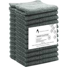 Lin Serviettes de bain Penguin Home 100 % Baumwolle Frottee-Gesichtstuch Weiß 33 x 33 cm 12er Serviette de bain Gris