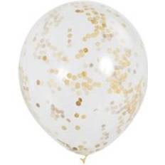 Balloons Unique Party Clear 12 Inch Gold Confetti Balloon Pack Of 6 One Size