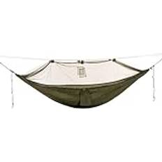 Jungle Hammock WGTE with Integrated Mosquito Net Nylon Material, Easy Setup Camping Hammock Paracord Suspension System, Tree Protectors & Steel Carabiners Includes Stuff Sack Olive