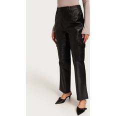 Dame - Skinn Bukser Selected Femme Skinnbukser Black Slfkaisa Hw Leather Pant Bukser