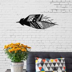 Black Wall Decor Decortie Modern Metal Feather Ornament Wall Decor