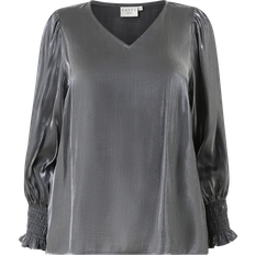 Silver - Women Blouses Kaffe Curve Long Sleeve Blouse for Women Milla - Argent
