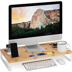 Monitorständer pc erhöhung bambus monitortisch laptoptisch tischorganizer eisen Braun 9 cm