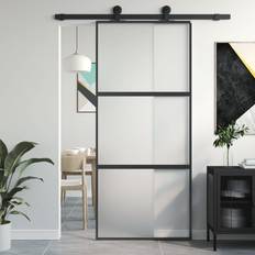 S 9000-N Døre vidaXL Sliding Door Interior Barn Door Black Tempered Clear Glass S 9000-N (x)