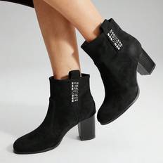 Shein STUDDED BLOCK HEEL BOOTIES