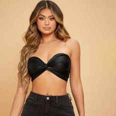 Shein Leather Clothing Shein Twist Front Tube Crop Top