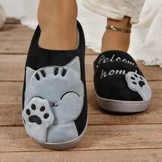 Multifärgade Innetofflor Shein 2023 New Arrival Women's Cartoon Lucky Cat Couple Slippers With For Autumn And Winter, Indoor Warm Home Shoes