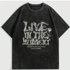 Slit - Unisex T-shirts Shein Slogan Graphic Tee - Live In The Moment