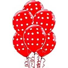 Red Latex Balloons Shatchi Latex Balloons Red Polka Dots For All Occasions 6Pcs