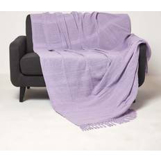 Cotton - Purple Blankets Homescapes Kashi Lilac Cotton Tassels X Blankets Purple (200x)