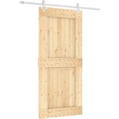 S 7010-Y70R Puertas vidaXL Puerta Corredera Con Herrajes Madera Maciza De Pino 95x210 cm - Marrón (90x210cm)