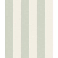 Wide Textured Stripe Green Cream Wallpaper