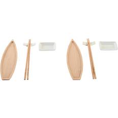 Dkd Home Decor Sushi Set 8 Ceramic Natural White Oriental