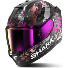 Woman Motorcycle Helmets Shark Skwal i3 Hellcat Helmet, black-pink, for Men Woman