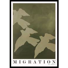 Malerifabrikken Billede Migration Sort Ramme Grøn Plakat 50x70cm
