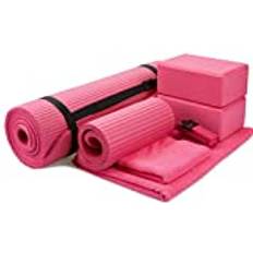 GoYoga 7-Piece Set Include Yoga Mat with Carrying Strap, 2 Yoga Blocks, Yoga Mat Towel, Yoga Hand Towel, Yoga Strap and Yoga Knee Pad P
