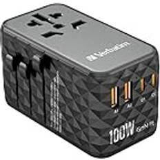 Verbatim UTA-06 Gan III Universal Travel Adapter 100W USB-C, USB-A 100 W 120 V AC, 230 V AC Input