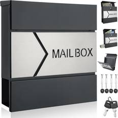 Monzana Mailbox Anthracite Silver With Newsletter Box