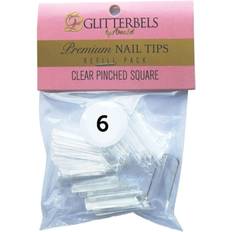 Nail Products Glitterbels Pinched Square Nail Tips Clear Refill Sizes