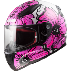 Pink Motorcycle Helmets LS2 FF353 Rapid II Poppies Helmet - Black/White