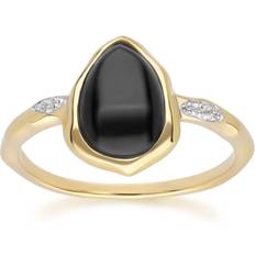 Onyx Rings Gemondo Irregular Black Onyx & Topaz Ring In 18ct Gold Plated SterlIng Silver