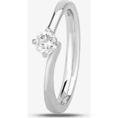 Platinum Rings 1888 Collection Platinum 0.25ct Diamond Twisted Solitaire Ring RI-137.25CT PLUS H/SI1/0.26ct Silver