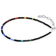 Multicoloured Bracelets Anchor & Crew Black Multicoloured Layla Silver and Miyoko Glass Bracelet