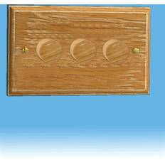 Green Dimmers Varilight HK43LO Kilnwood Limed Oak 3 Gang 2-Way Push On/Off Dimmer 40-250W V-Dim