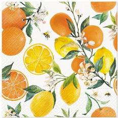 Oranje Papieren servetten Paw 20 servietten citrus with bees zitronen orangen früchte gelb orange 33x33cm Mehrfarbig