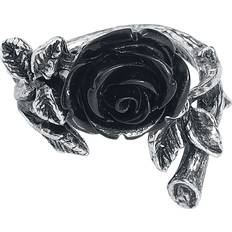 Tenn Ringar Alchemy Gothic Ring Wild Black Rose Ring för Dam silverfärgad