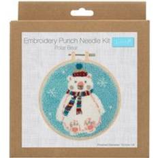 Yarn & Needlework Supplies Trimits Punch Needle Kit Floss and Hoop Kit Polar Bear MultiColoured