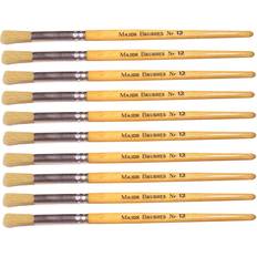 Major Brushes Major Brushes Hog Bristle Short Hand Round Tip Size 12 Pack 10