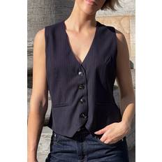 Neo Noir Blå Blazere Neo Noir Vendetta N Pinstripe Waistcoat Blazer veste Navy