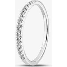 Solitaire Rings Pure Brilliance 9ct White Gold 0.15ct Diamond Pavé Set Half Eternity Ring THR15238-15Tp Silver