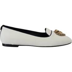 Dolce & Gabbana Women Loafers Dolce & Gabbana White Velvet Slip Ons Loafers Flats Shoes EU35/US4.5