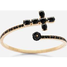 Bracciali Dolce & Gabbana Family yellow gold bracelet with cross, black sapphire and jade