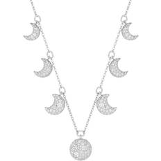 Rodio Collares Swarovski Ras-de-cou Sublima, Lune, Blanc, Métal rhodié