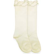 XS Socks Jefferies Socks Girls' Little Ruffle Knee High, Ivory