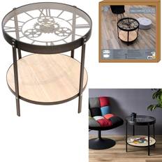 Tables Basses D'Appoint Horloge 50.5 x 50.5 x 49 cm Noir Table Basse