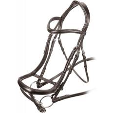 Steel Bridles Velociti Pony, Havana Velociti Ergonomic Leather Curved Horse Flash Bridle