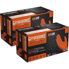 Industrial Work Clothes Ammex GLOVEWORKS HD Orange Nitrile Disposable Gloves Mil 100/Box 2-Pack