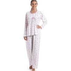 Camille Pyjamas Camille Pink, XL Classic Jersey Cotton Floral Print Pyjama Set